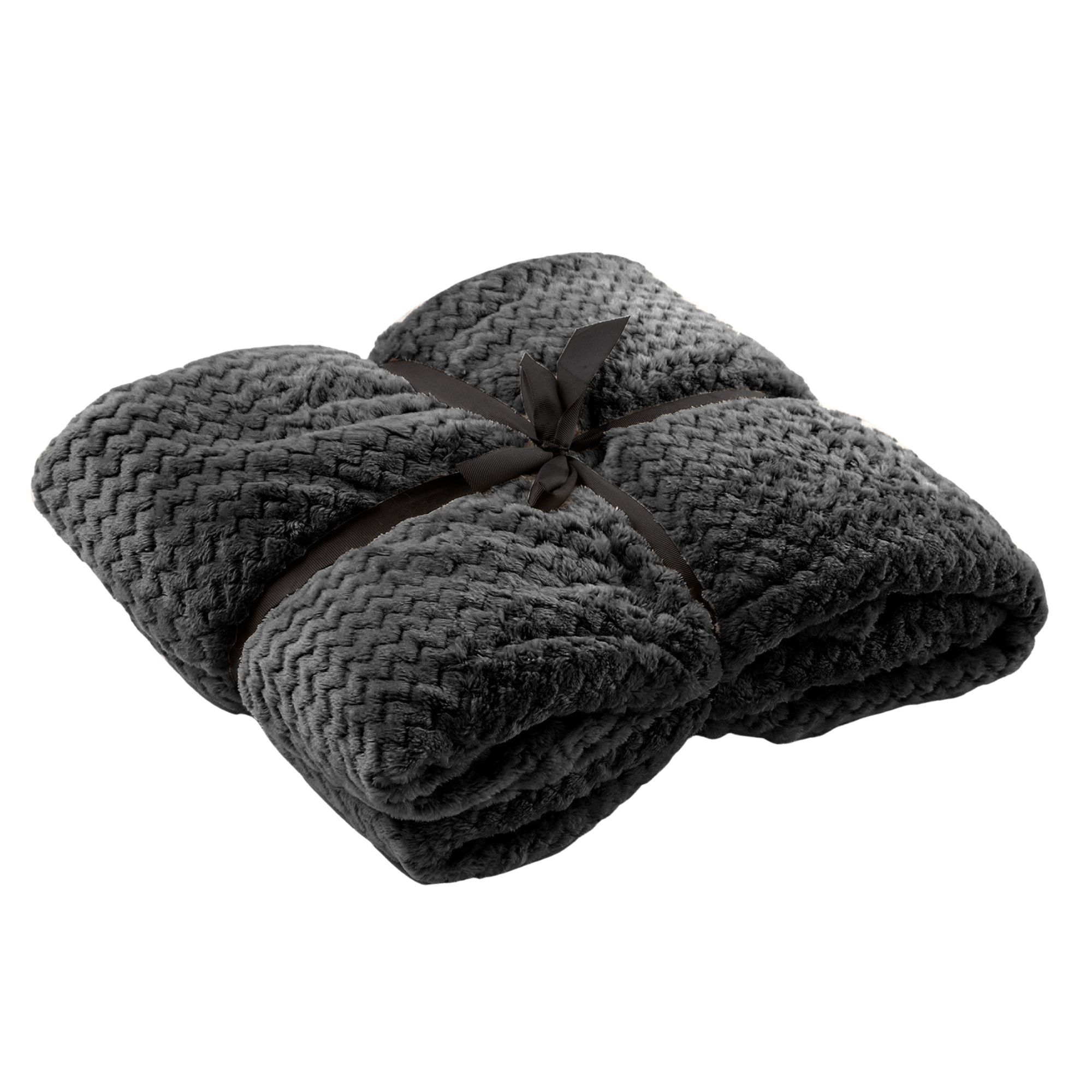 MARA - plaid 150x200 cm - superzachte deken - zigzagpatroon - Charcoal