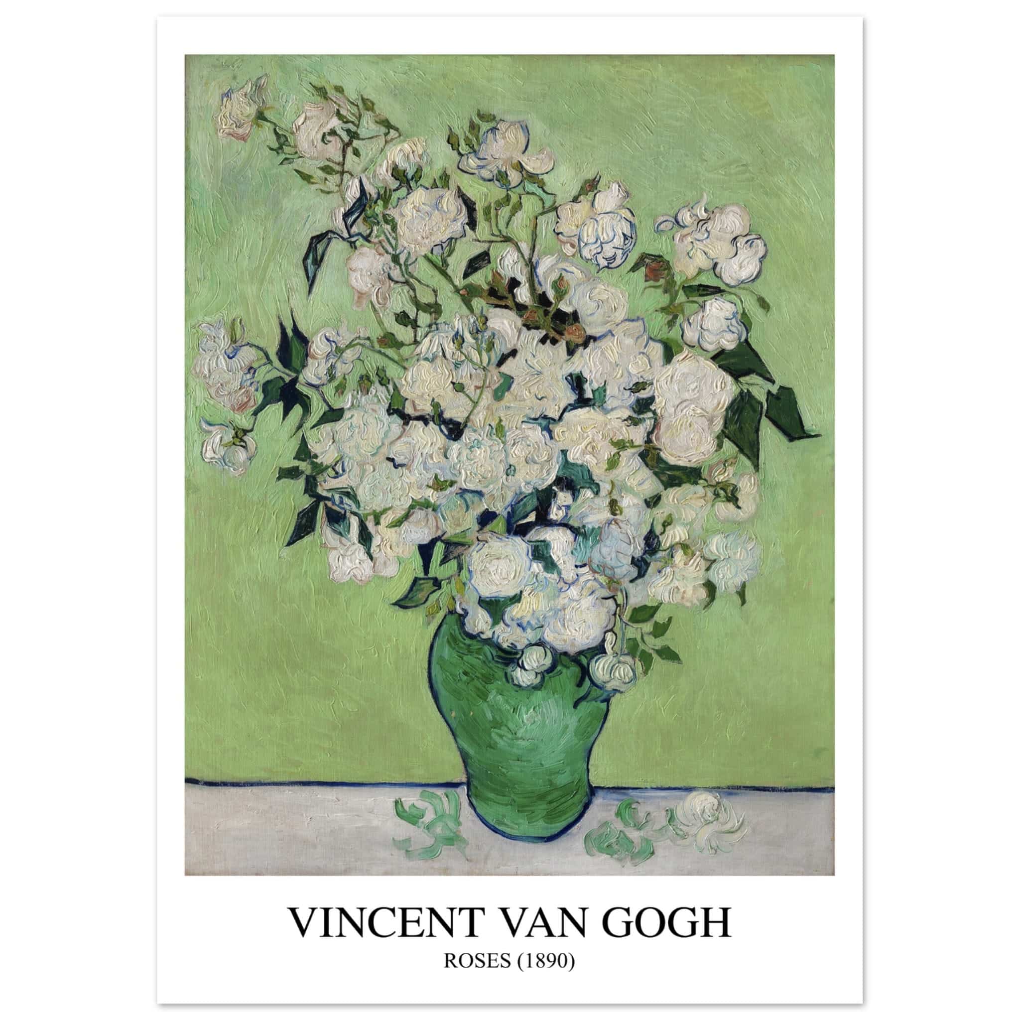 Artfulprints Poster Vincent van Gogh - Roses - 50x70 cm - Groen