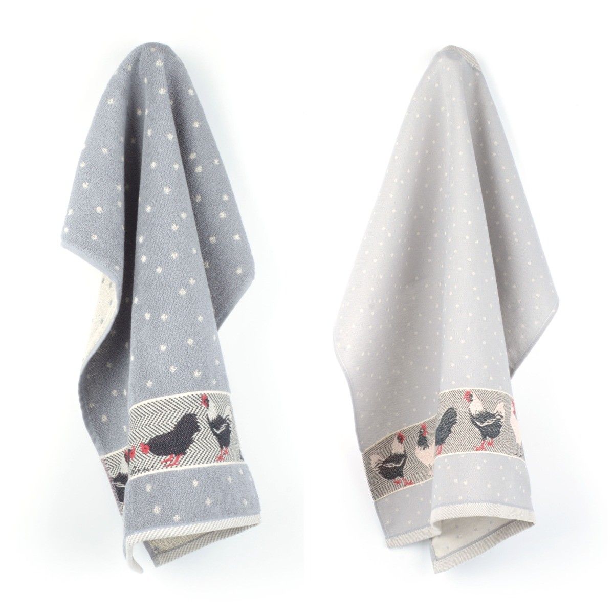 Luxe Keukendoek en Theedoek Kip Grijs - Bunzlau Castle - 100% biologis