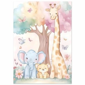 Artfulprints Poster Vrolijke safari dieren – A4 21×29.7 cm – Meerkleur Artfulprints Poster Vrolijke safari dieren – A4 21×29.7 cm – Meerkleur