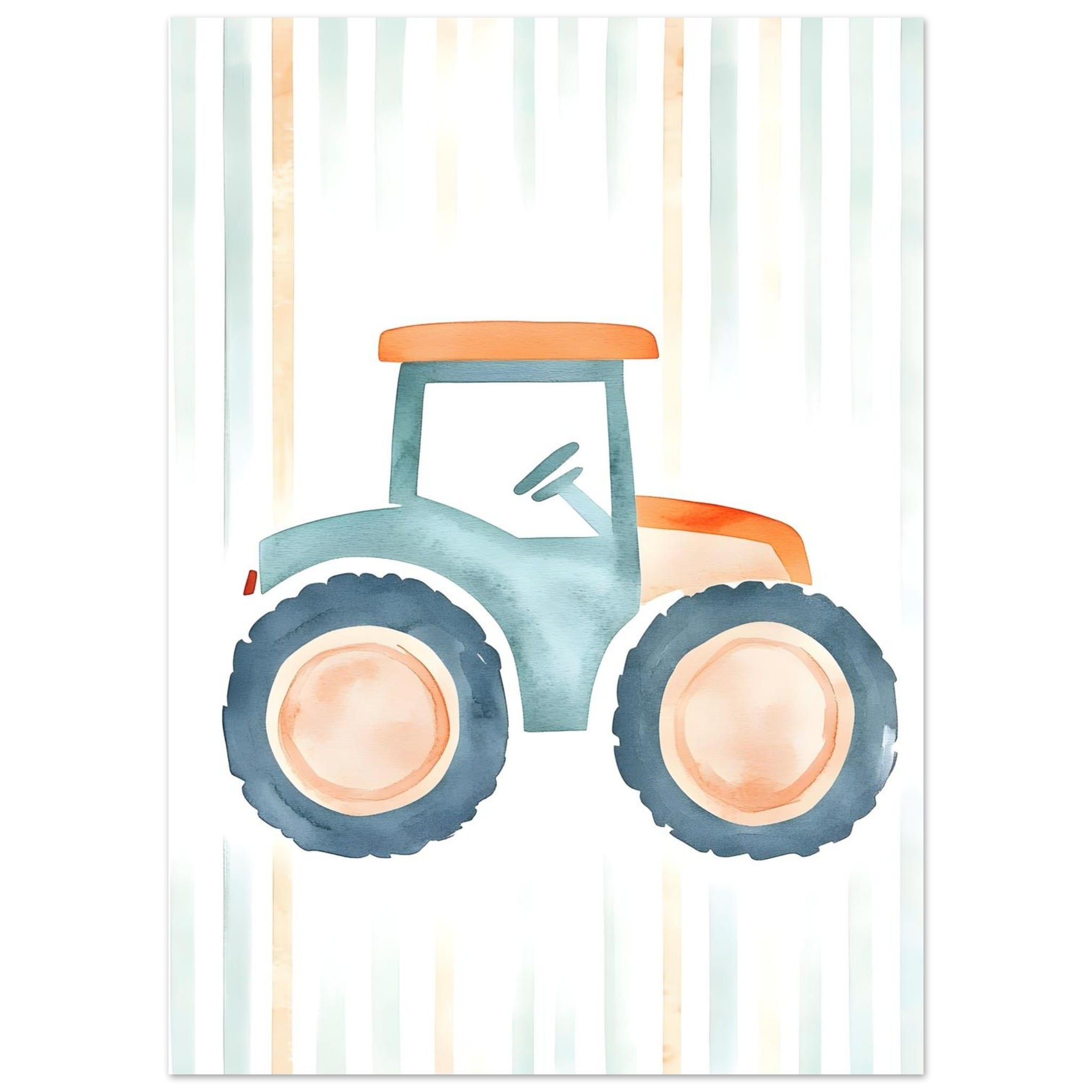 Artfulprints Poster Retro tractor illustratie - 50x70 cm - Meerkleurig