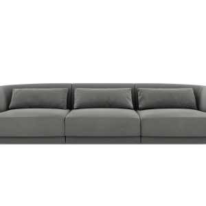 Cosmopolitan Design Bank Tulum 3-zits, flueel, lichtgrijs – 90x255x70c