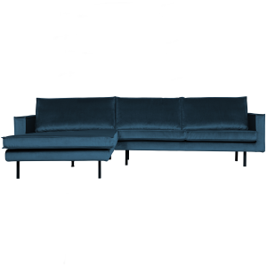 WOOOD chaise longue links Rodeo – Velvet – Blauw – 85x300x86/155 WOOOD chaise longue links Rodeo – Velvet – Blauw – 85x300x86/155