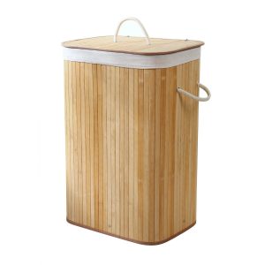 Calicosy – Rechthoekige bamboe wasmand 70L – Naturel – 30x40x60 cm