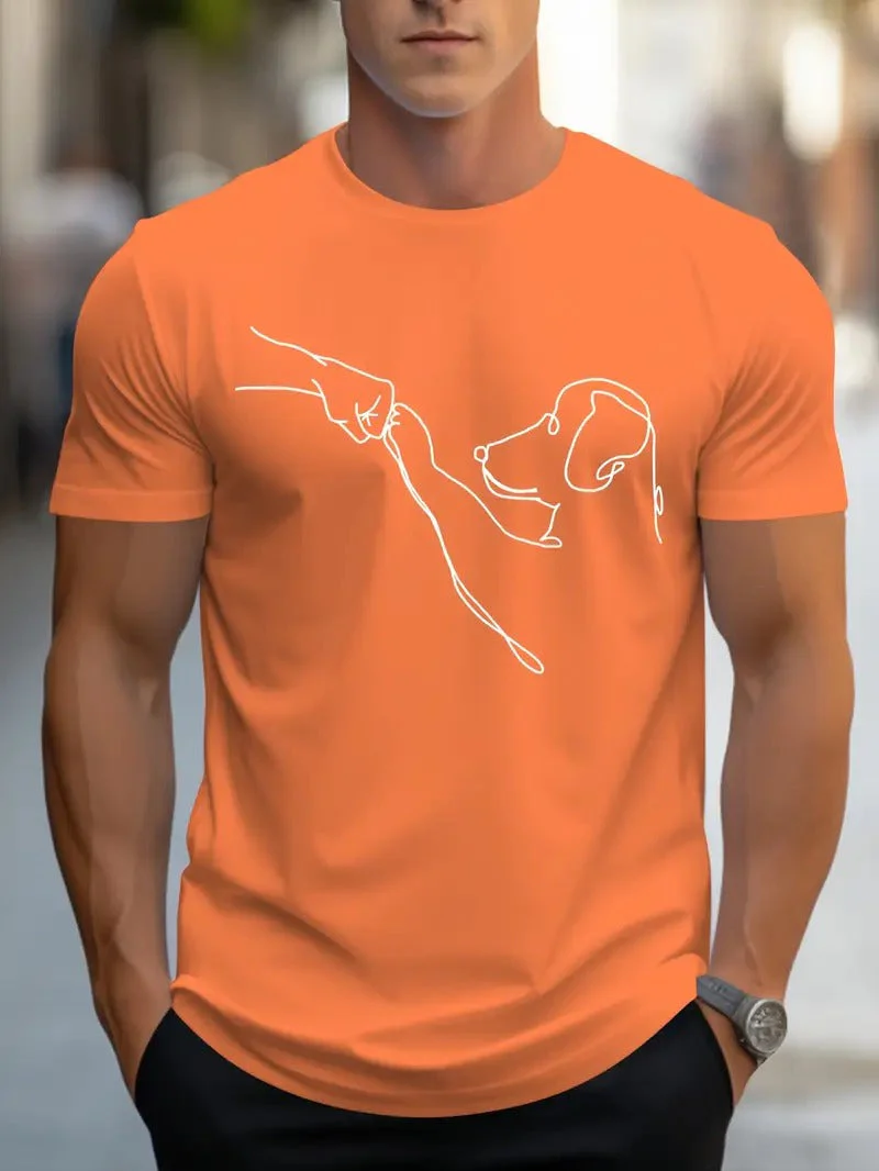 Heren-T-shirt met ronde hals en grappige opdruk van hond en vuist – Carl