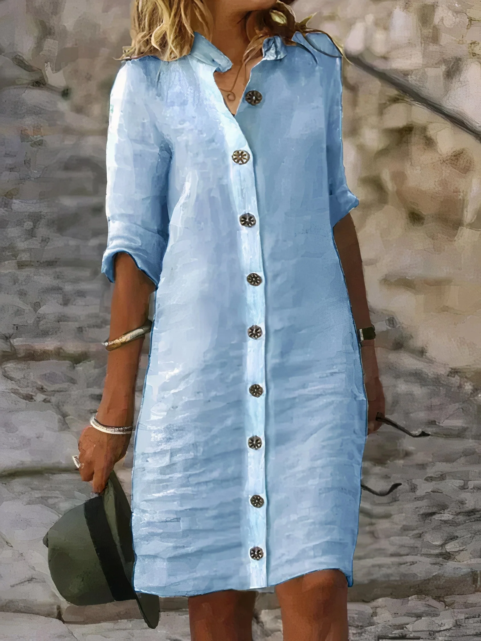 Casual Zomerse Linnen Midi-Jurk – Rena