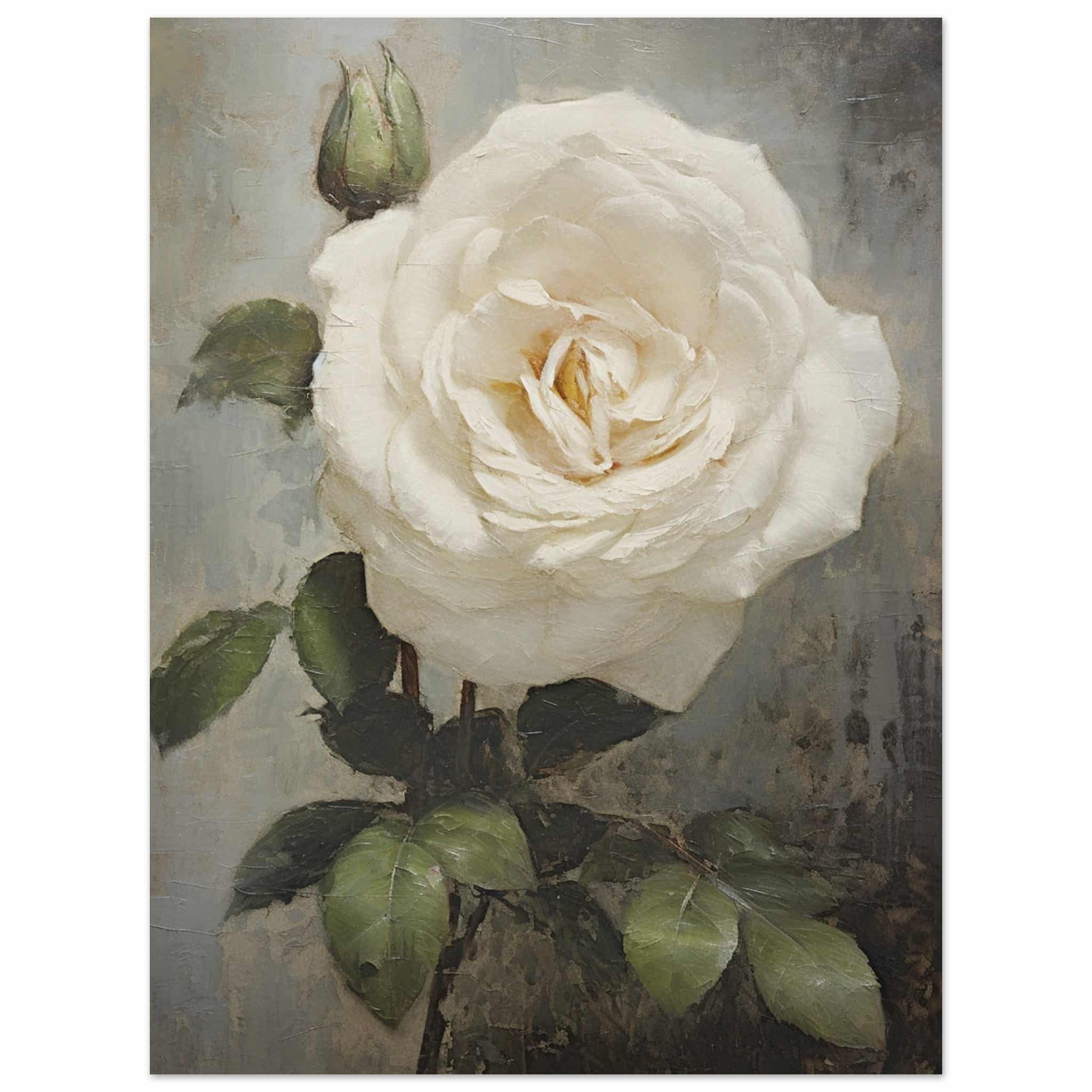 Artfulprints Poster White rose - 30x40 cm - Wit