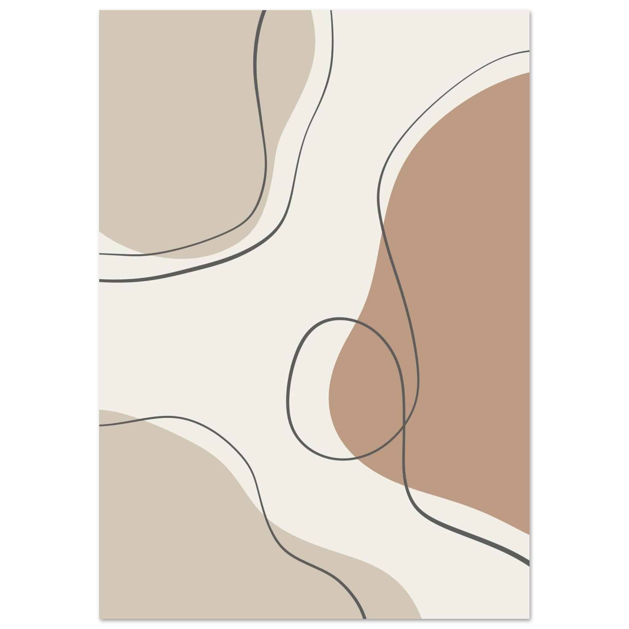 Artfulprints Poster Boho – Earth lines - A4 21x29.7 cm - Grijs