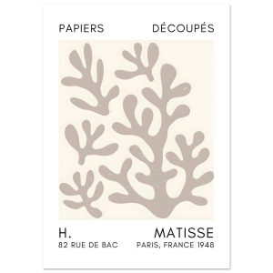Artfulprints Poster Matisse – Coral shadows grey – A4 21×29.7 cm – Gri