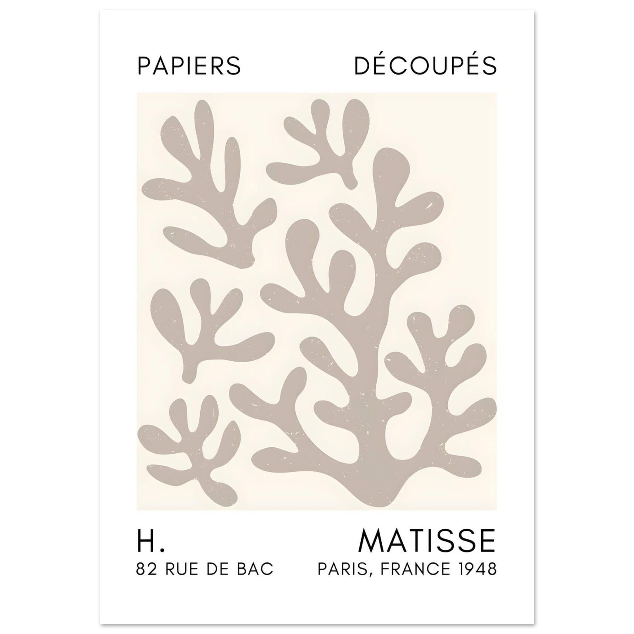 Artfulprints Poster Matisse – Coral shadows grey - A4 21x29.7 cm - Gri