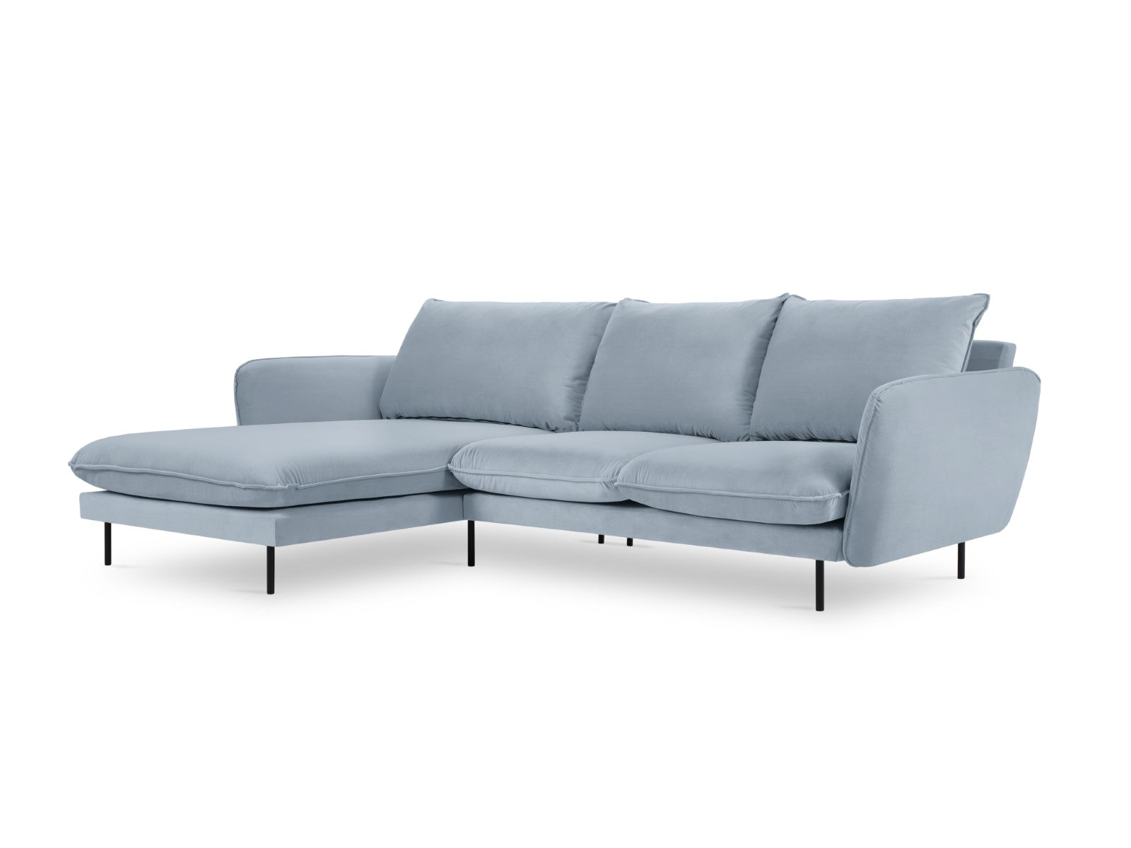 Cosmopolitan Design linker hoekbank Vienna 5-zits, flueel, lichtblauw
