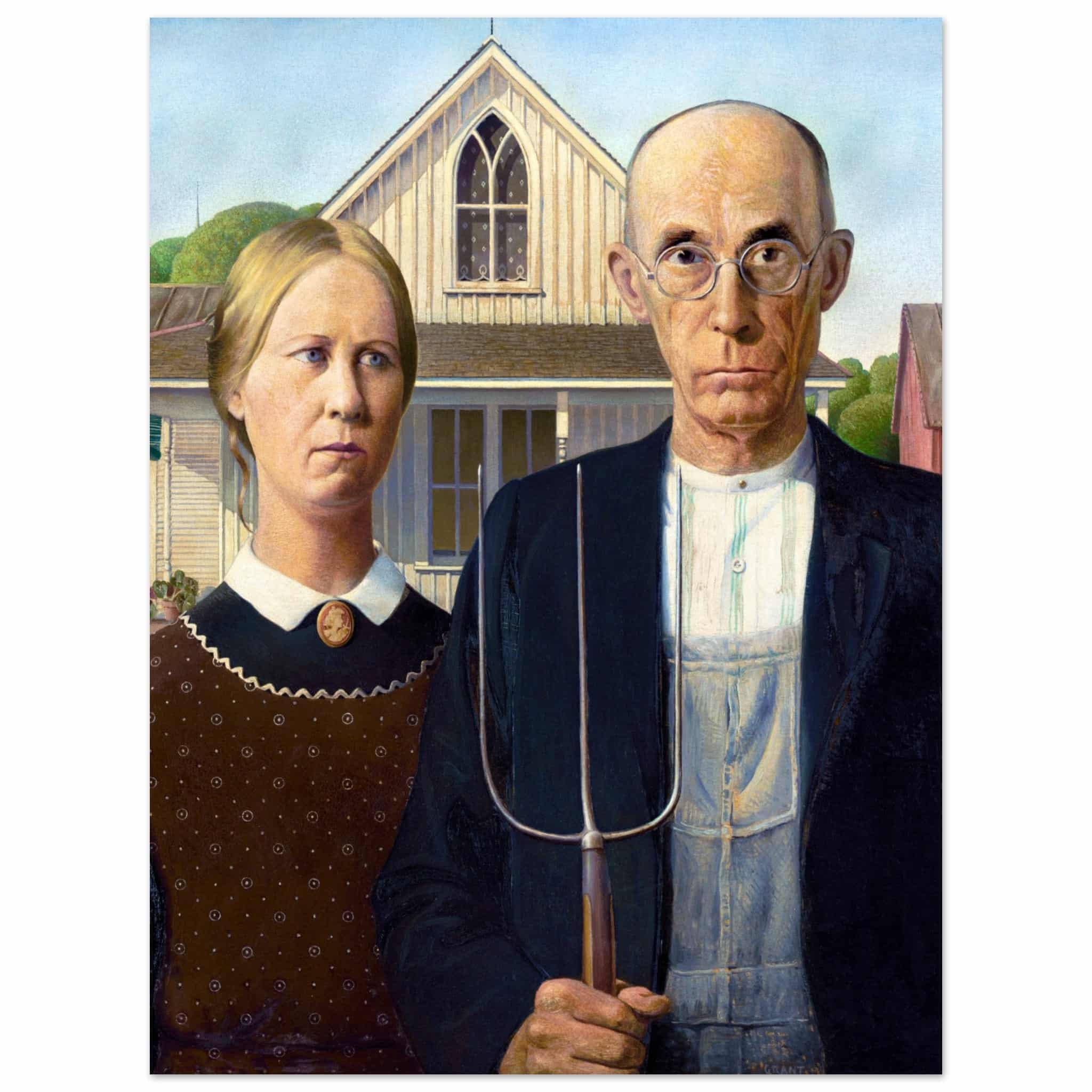 Artfulprints Poster Grant Wood - American gothic - 30x40 cm - Meerkleu
