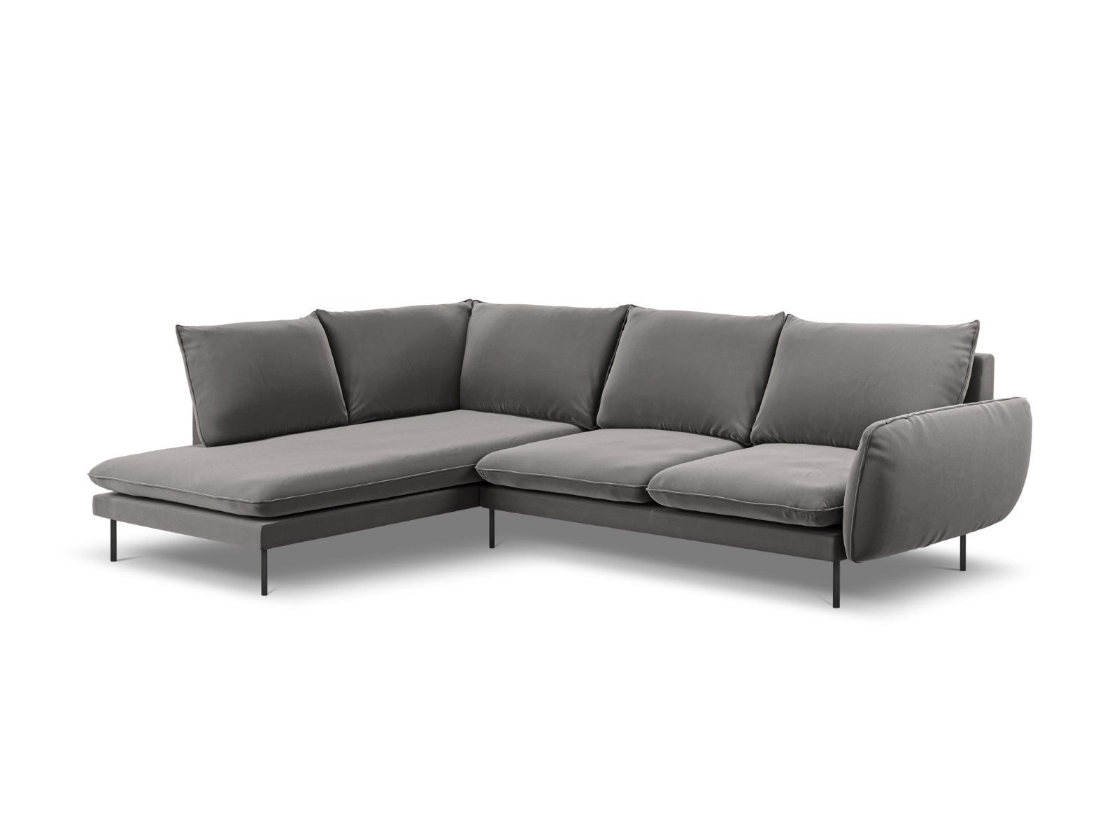 Cosmopolitan Design linker hoekbank Vienna 6-zits, flueel, lichtgrijs
