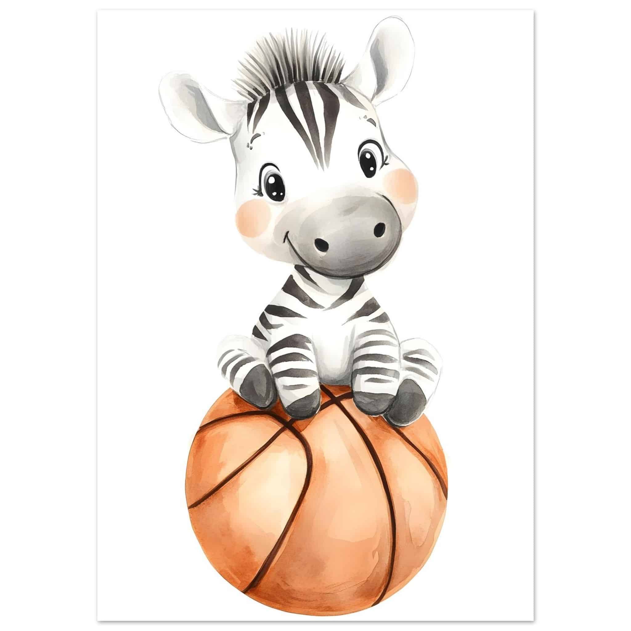 Artfulprints Poster Sportieve zebra - 50x70 cm - Meerkleurig