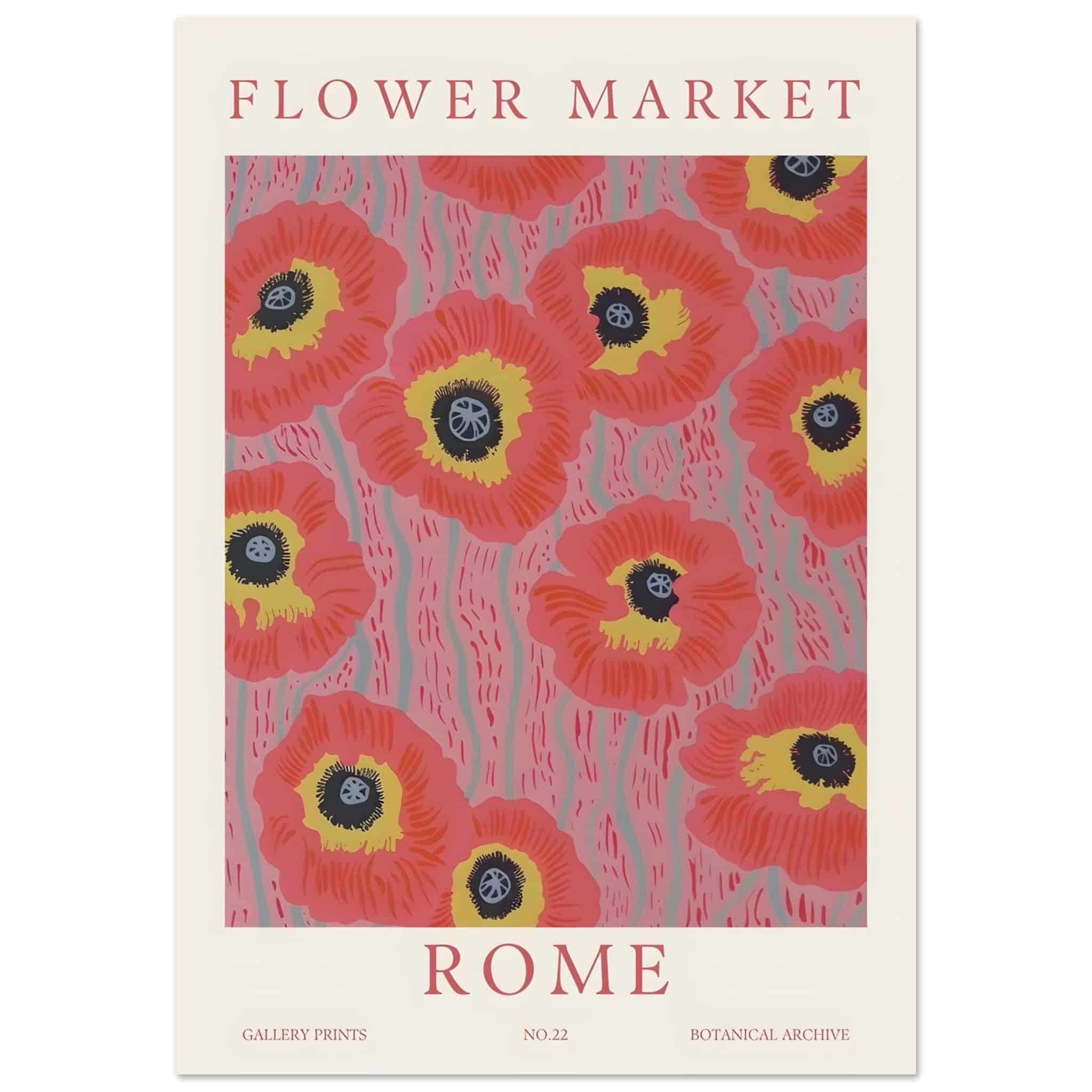 Artfulprints Poster Flower market - Rome - 70x100 cm - Roze
