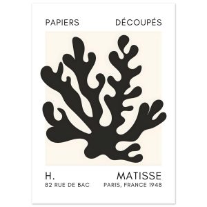 Artfulprints Poster Matisse – Saltflower shapes black – 50×70 cm – Zwa