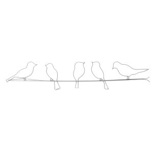 Art for the Home Metal Art – Vogeltjes op draad zilver – 60×12,5cm Art for the Home Metal Art – Vogeltjes op draad zilver – 60×12,5cm