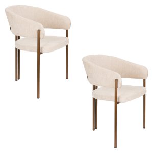 Dutchbone Naida Eetkamerstoelen Armleuning Beige – Set van 2 Dutchbone Naida Eetkamerstoelen Armleuning Beige – Set van 2