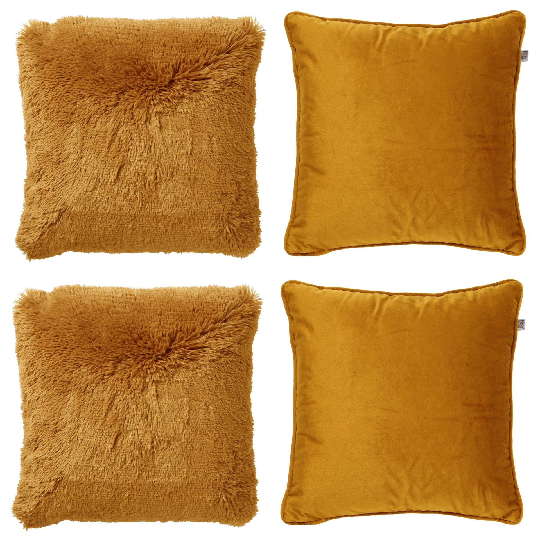 KUSSENSET - 4-delig Fluffy & Velvet - 45x45 cm - inclusief binnenkusse