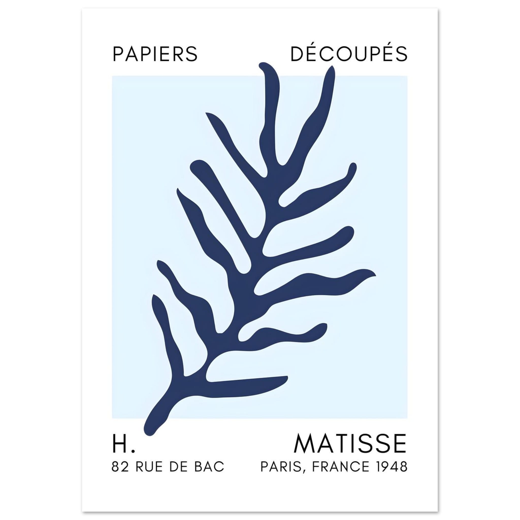 Artfulprints Poster Matisse – Ocean flora navy blue I - A4 21x29.7 cm