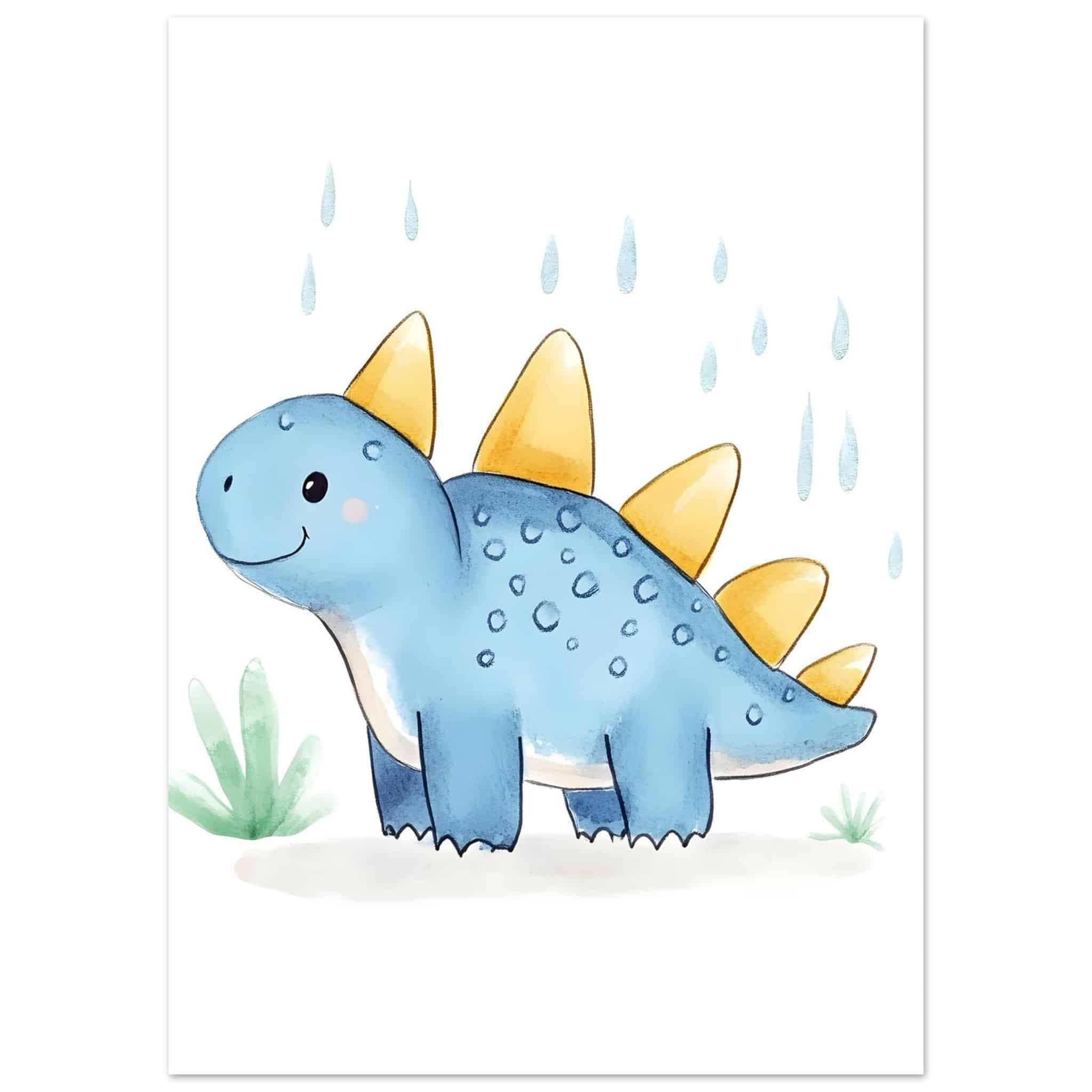 Artfulprints Blauwe dinosaurus poster 50x70 cm
