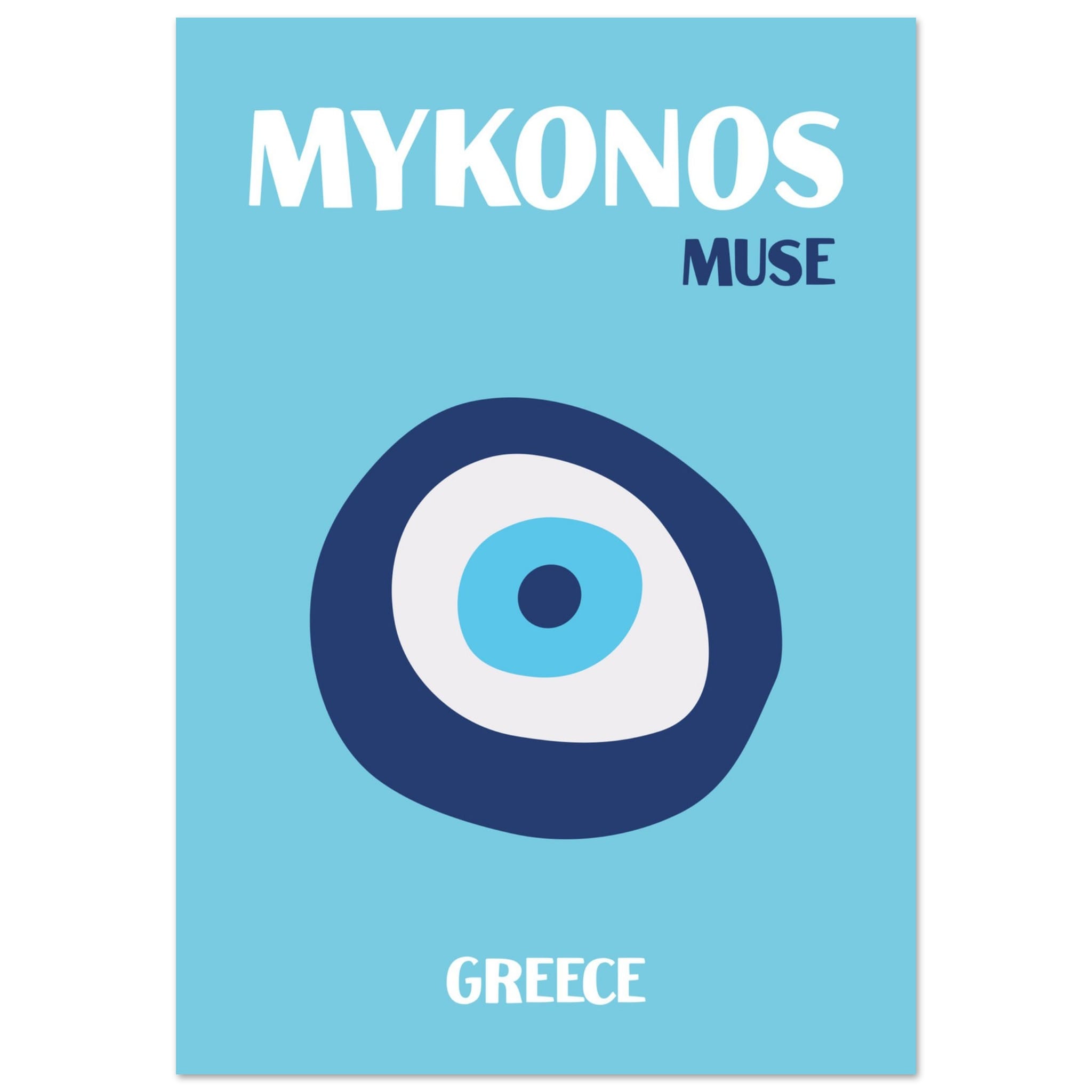 Artfulprints Poster Griekenland - Mykonos - 70x100 cm - Blauw