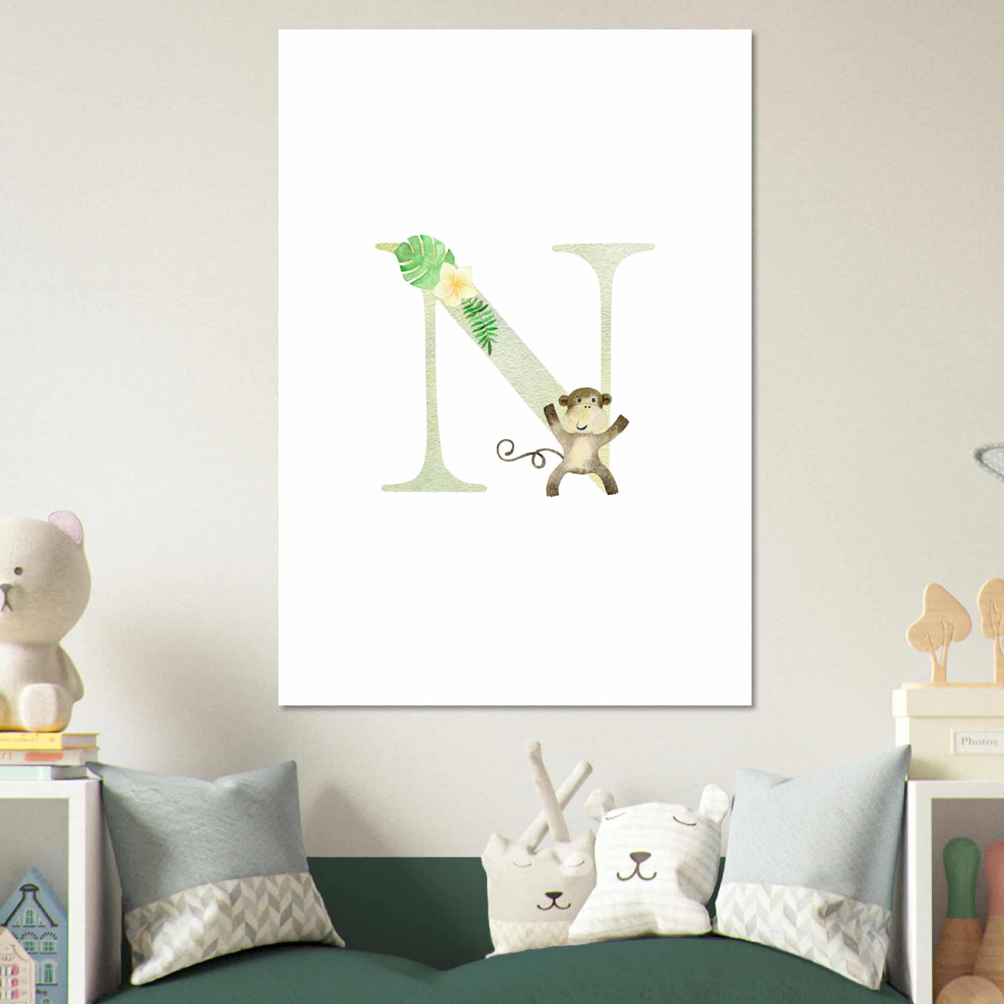 Artfulprints Poster Letter N kindernaam - 70x100 cm - Meerkleurig