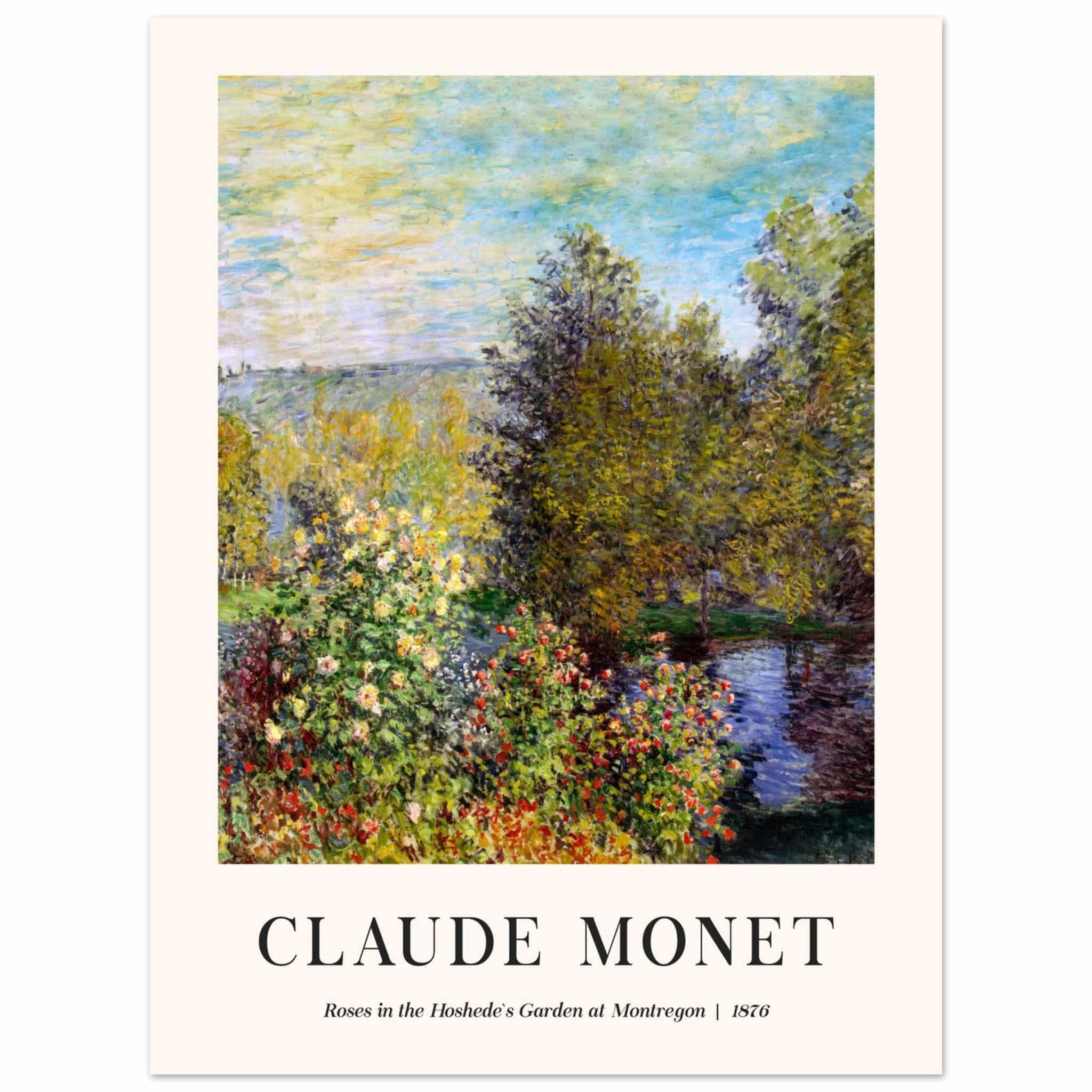 Artfulprints Poster Claude Monet - Roses in the hoshede's garden at Mo