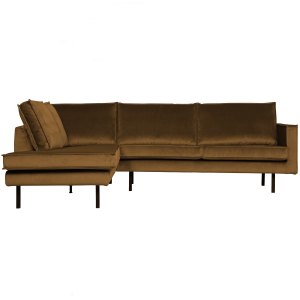 WOOOD hoekbank links Rodeo – Velvet – Honinggeel – 85x266x86/213