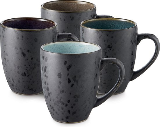 Bitz koffie / thee) mok (300ml) van zwart aardewerk met (donker) gekle