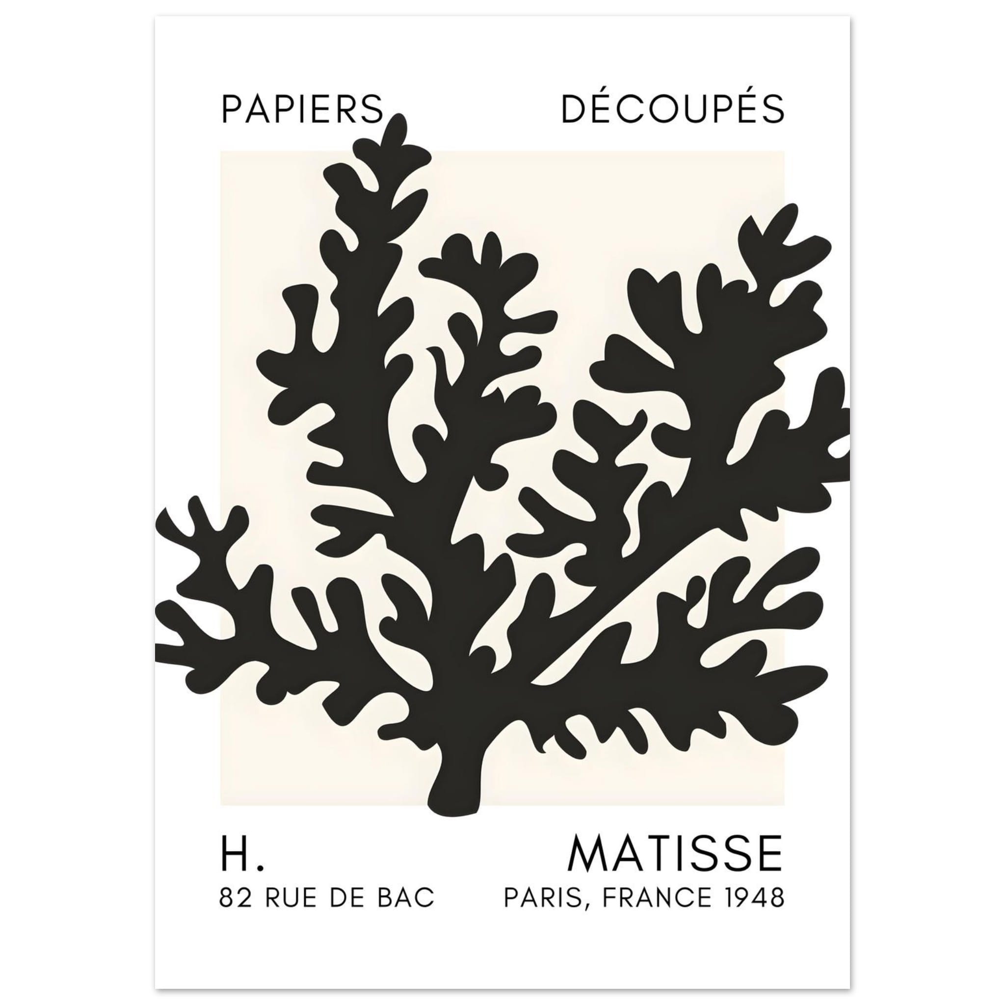 Artfulprints Poster Matisse – Aqua bloom black - 50x70 cm - Zwart