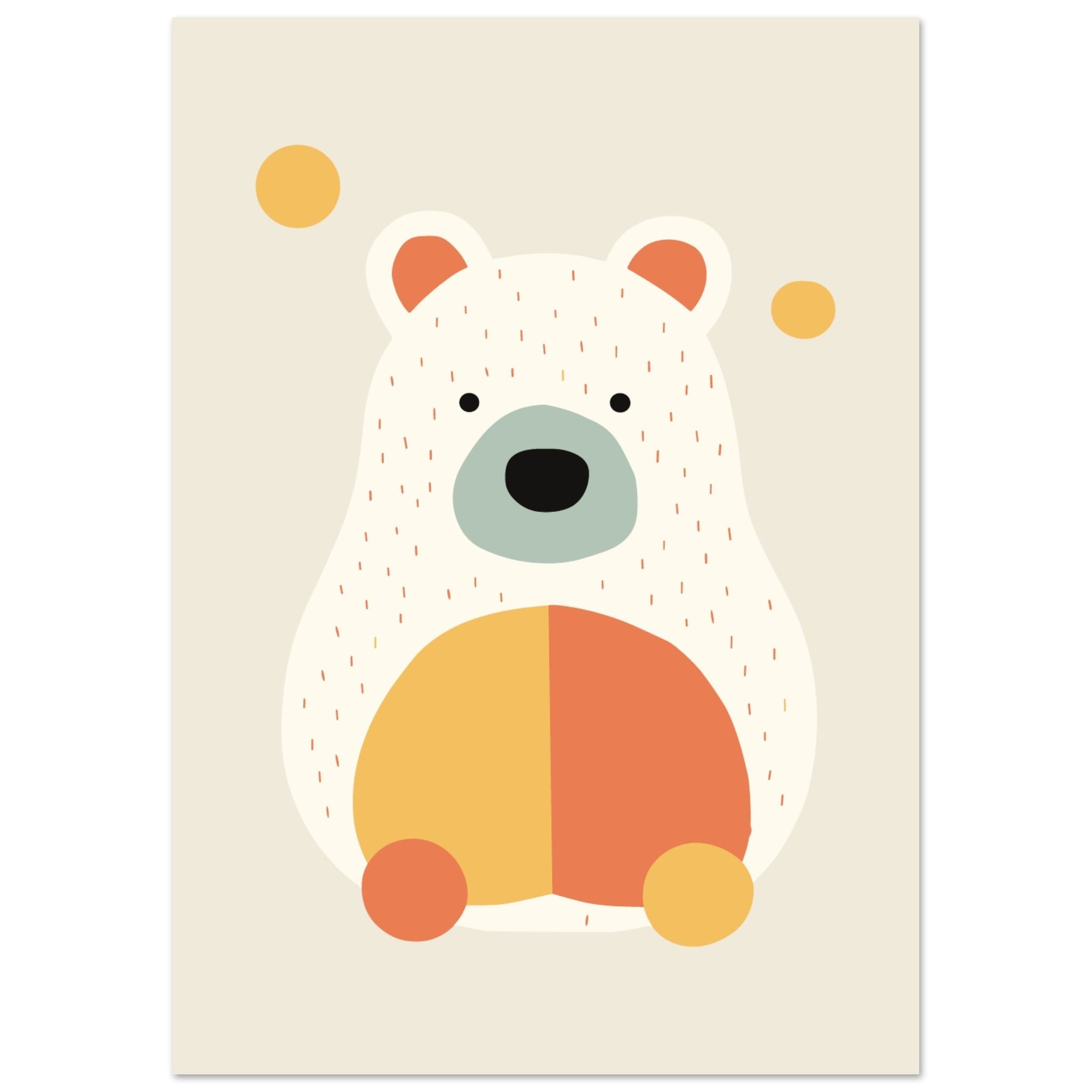 Artfulprints Poster Beertje kleur - A4 21x29.7 cm - Meerkleurig
