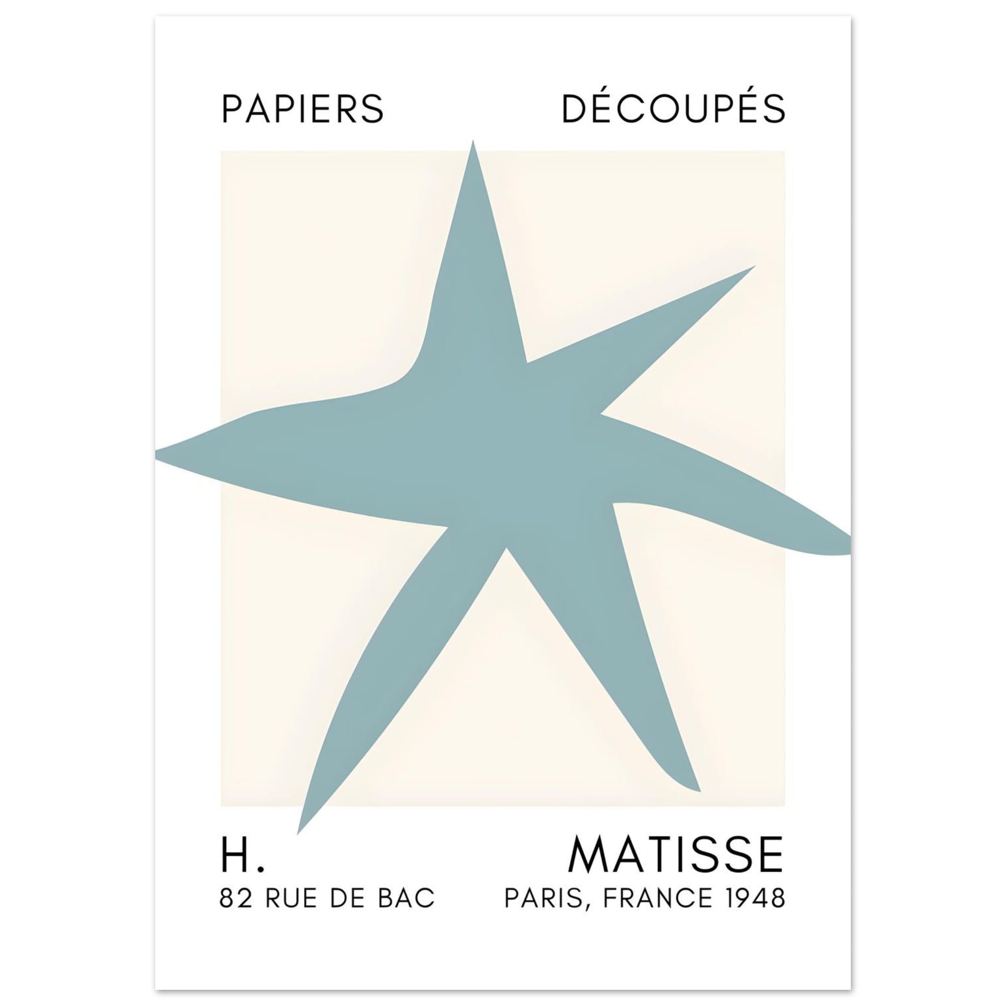 Artfulprints Poster Matisse – Star of the sea turquoise - 50x70 cm - T