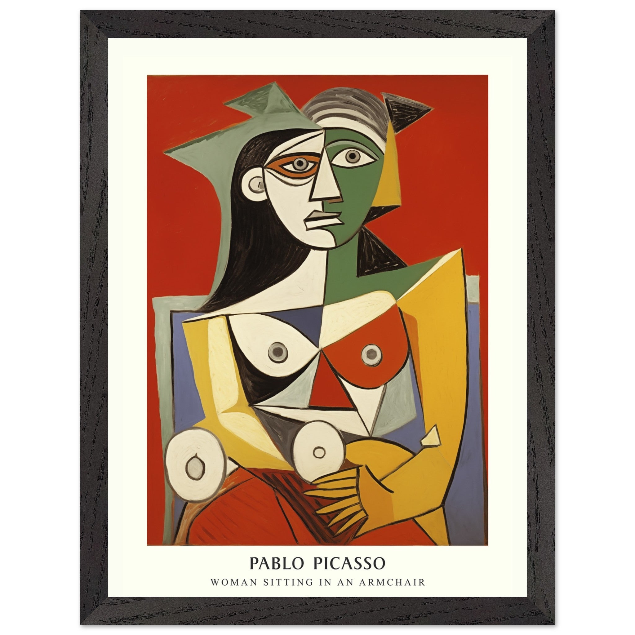 Artfulprints Poster met Lijst Pablo Picasso - Woman sitting in an armc