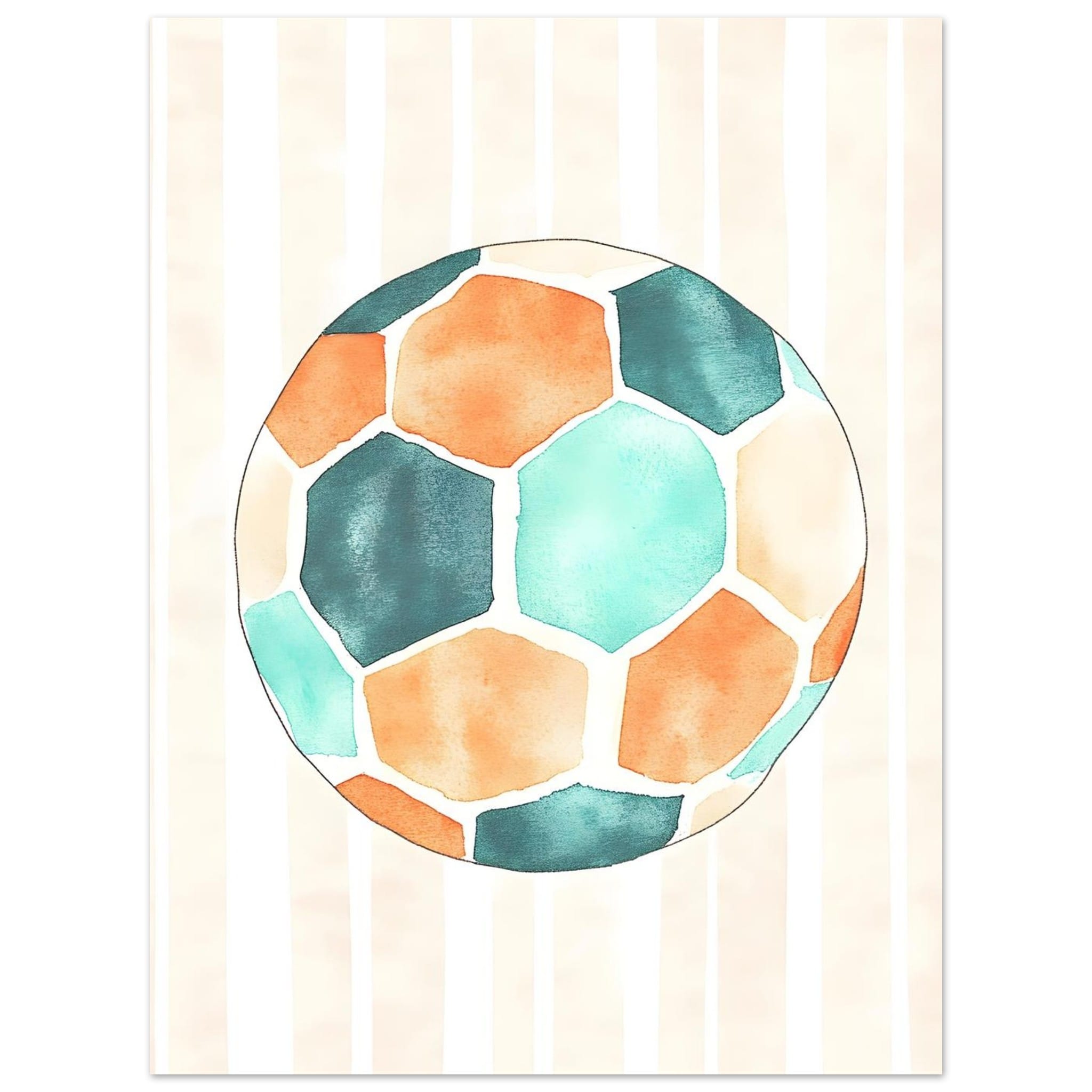 Artfulprints Poster Blauw oranje voetbal - 30x40 cm - Meerkleurig