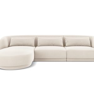 Cosmopolitan Design linker hoekbank Tulum 4-zits, flueel, lichtbeige – Cosmopolitan Design linker hoekbank Tulum 4-zits, flueel, lichtbeige –