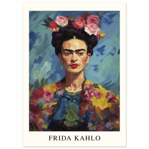 Artfulprints Poster Frida Kahlo – Painted floral portrait – 50×70 cm – Artfulprints Poster Frida Kahlo – Painted floral portrait – 50×70 cm –