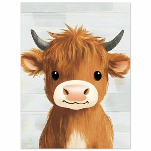 Artfulprints Poster Vriendelijke hooglander – 30×40 cm – Bruin