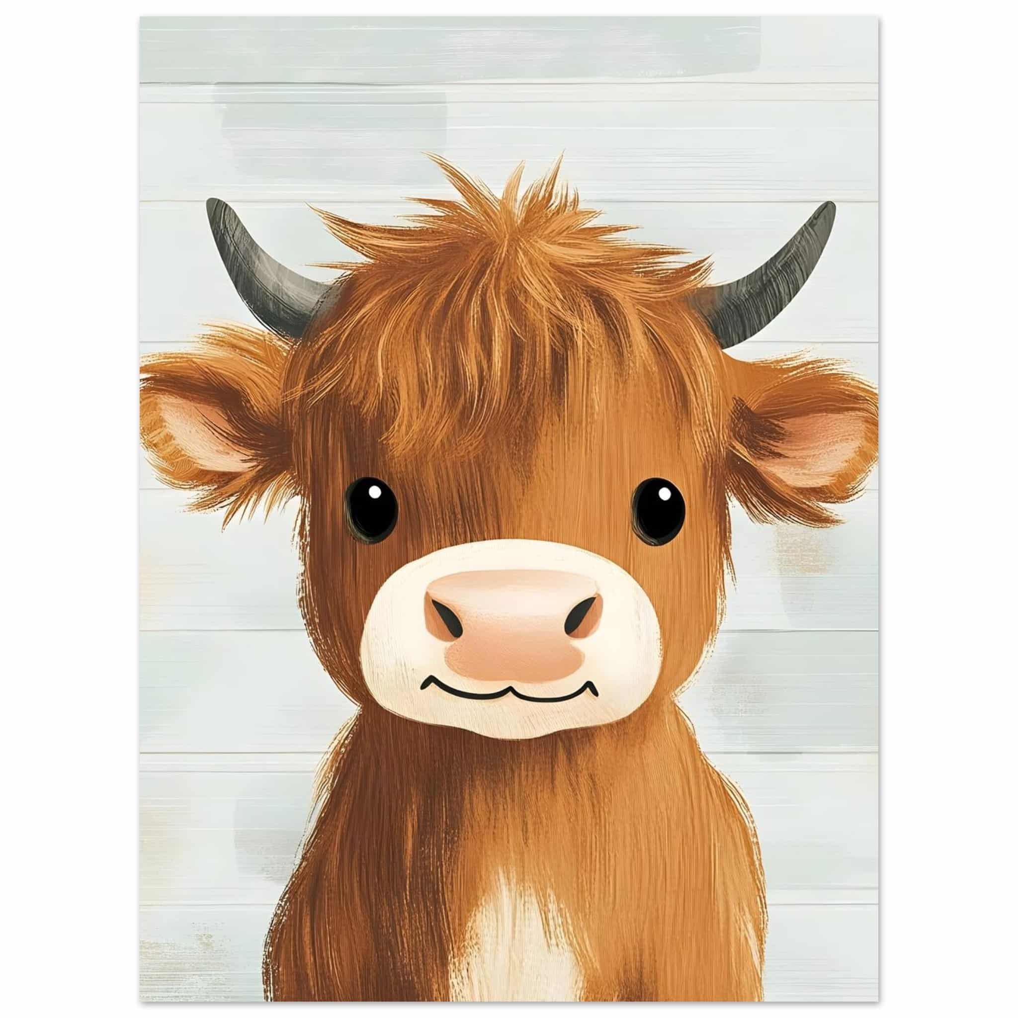 Artfulprints Poster Vriendelijke hooglander - 30x40 cm - Bruin