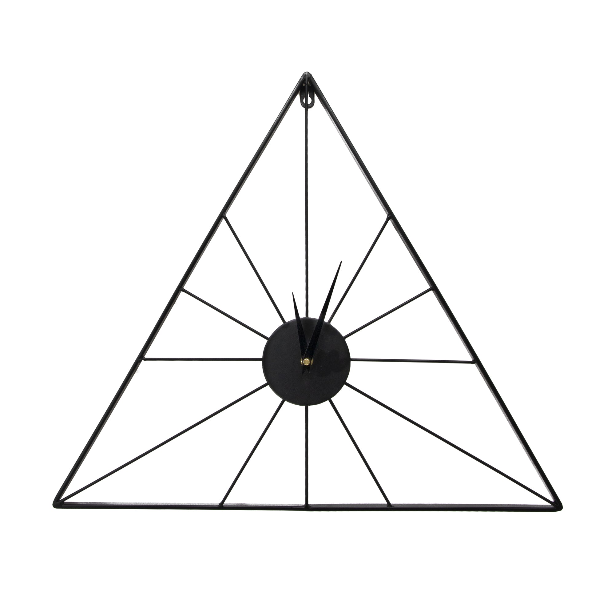 Art for the Home Klok - Luxe Zwarte Driehoek Hangende Klok - 58cm x 50