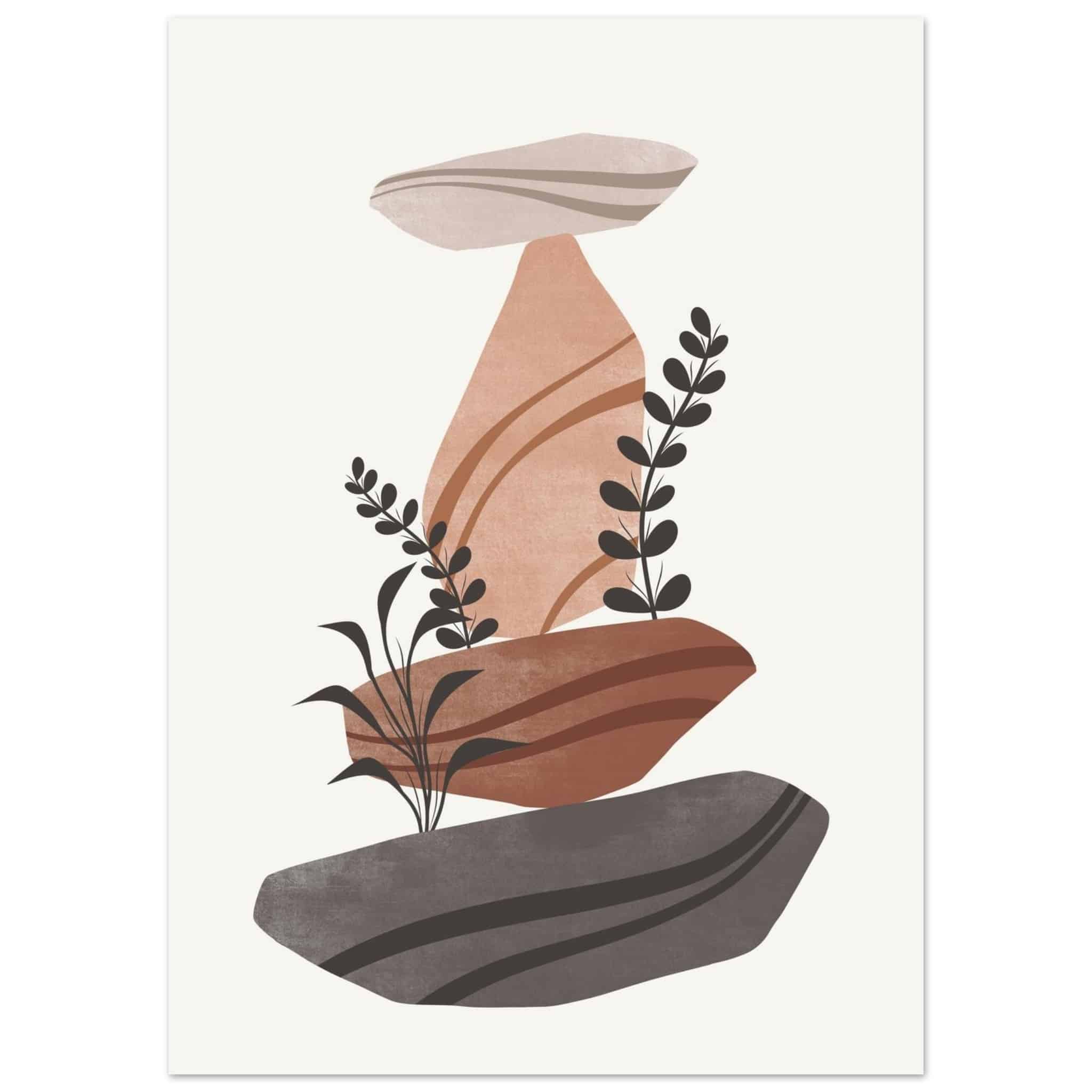 Artfulprints Poster Boho – Rock balance - 50x70 cm - Bruin