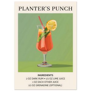 Artfulprints Poster Planter's Punch cocktail – Ingrediënten – A4 21×29