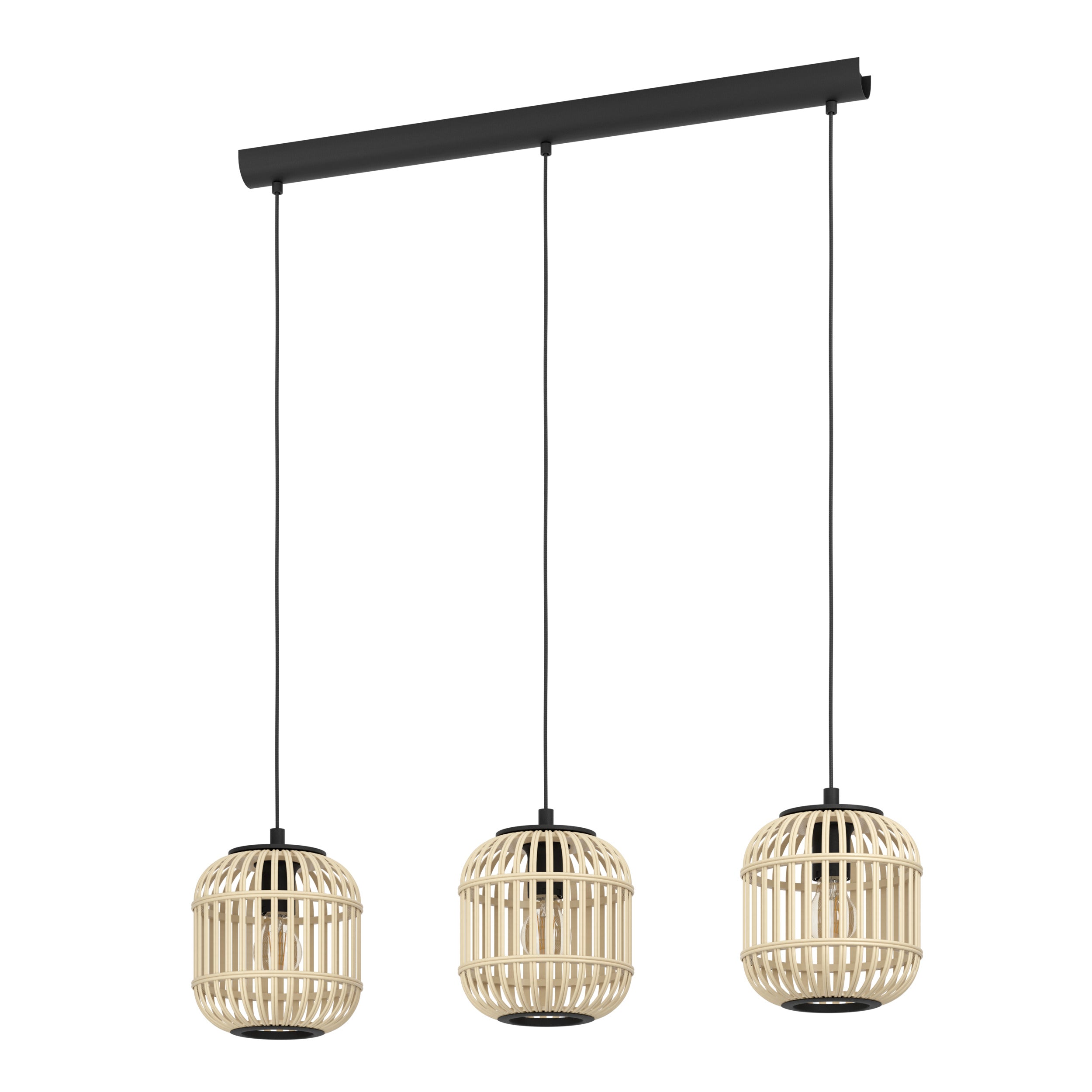 EGLO hanglamp Bordesley - e27 - 91 cm - zwart/hout