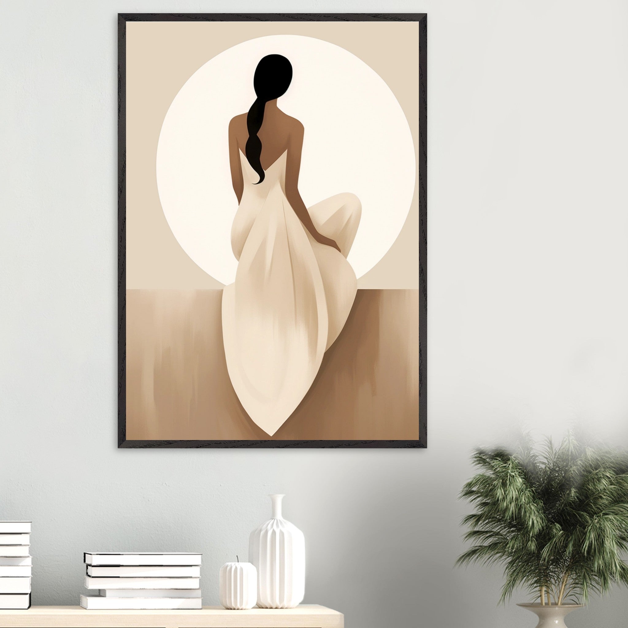 Artfulprints Poster Japandi The serene lady - 70x100 cm - Bruin