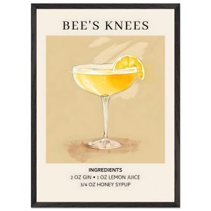 Artfulprints Poster met Lijst Bee's Knees cocktail – Ingrediënten – 50 Artfulprints Poster met Lijst Bee's Knees cocktail – Ingrediënten – 50