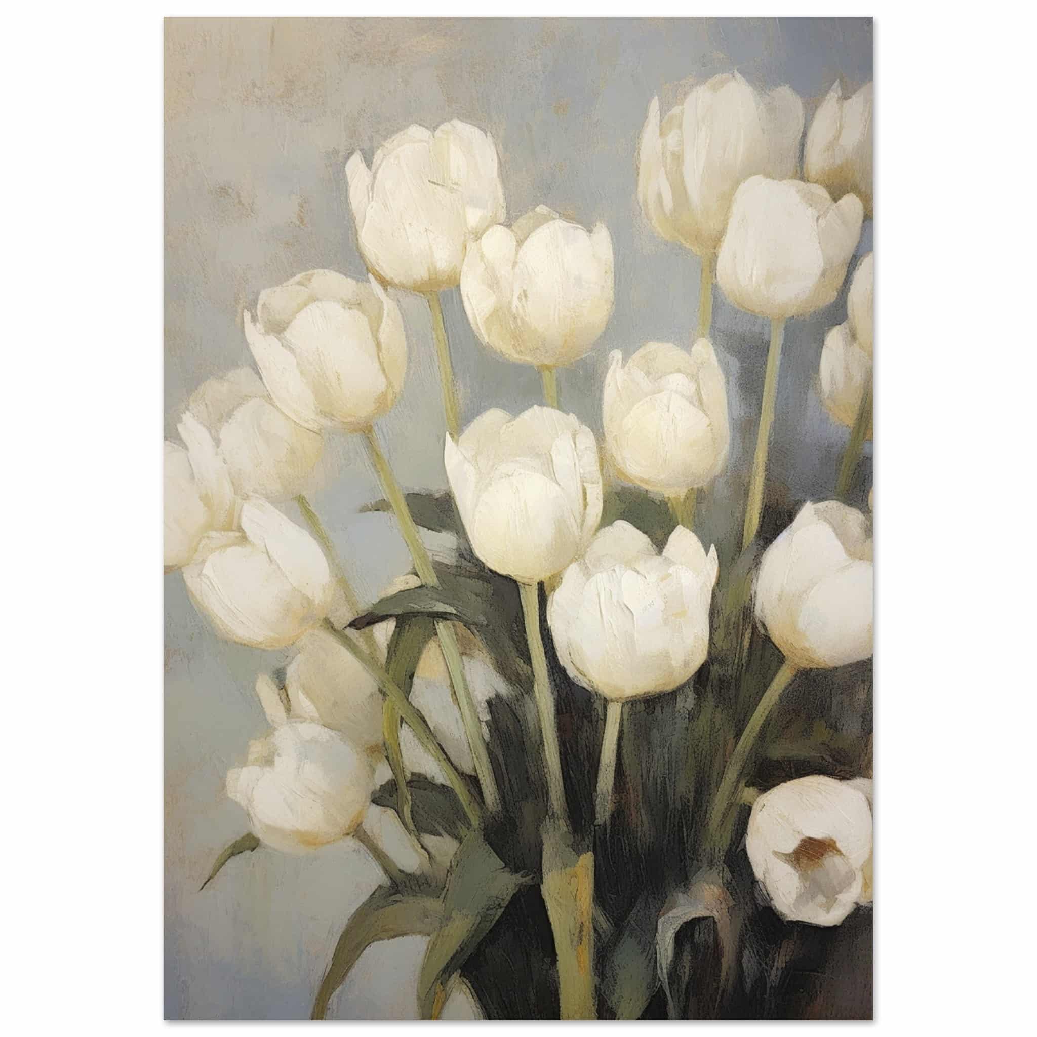 Artfulprints Poster White tulips - A4 21x29.7 cm - Wit