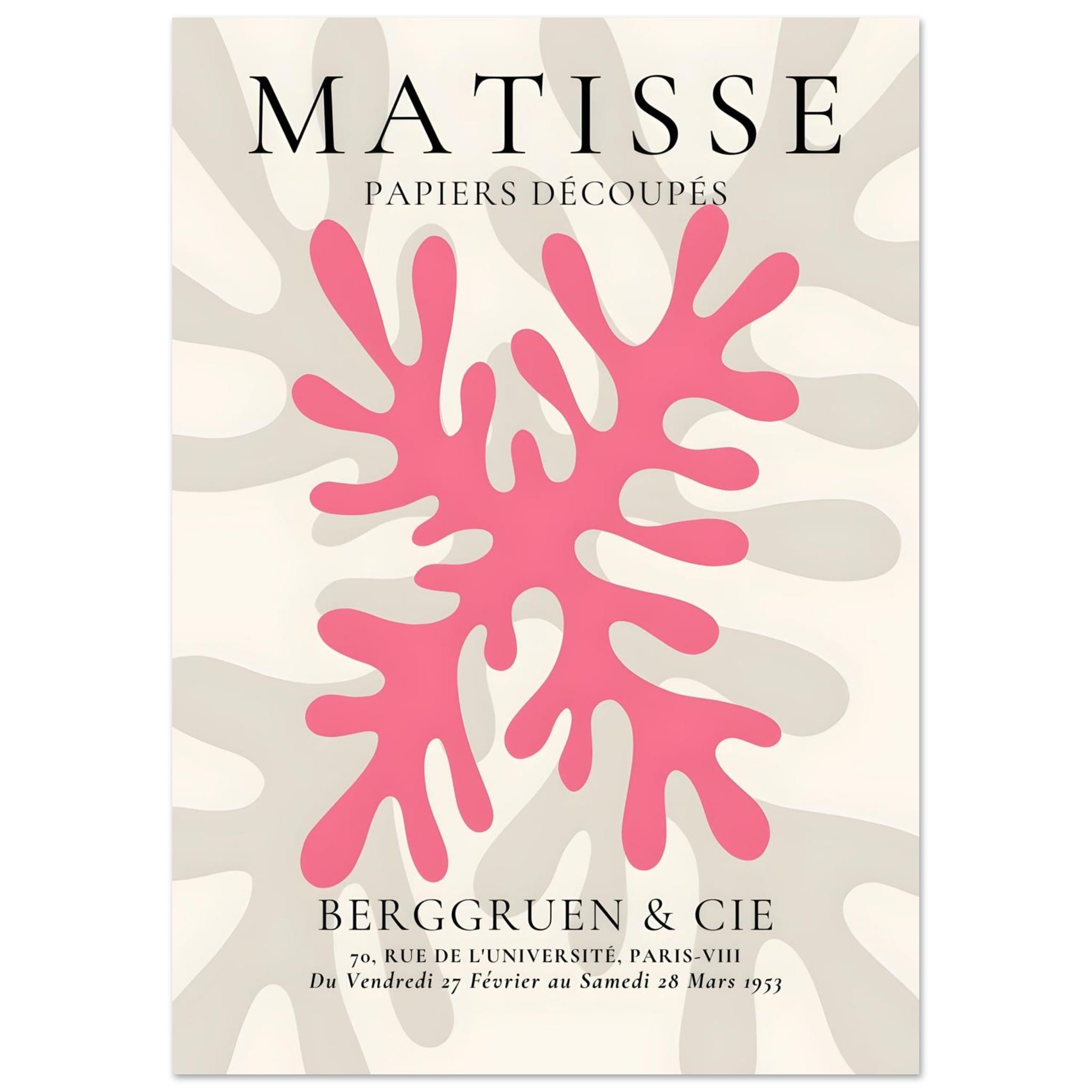 Artfulprints Poster Matisse – Pink coral - A4 21x29.7 cm - Roze