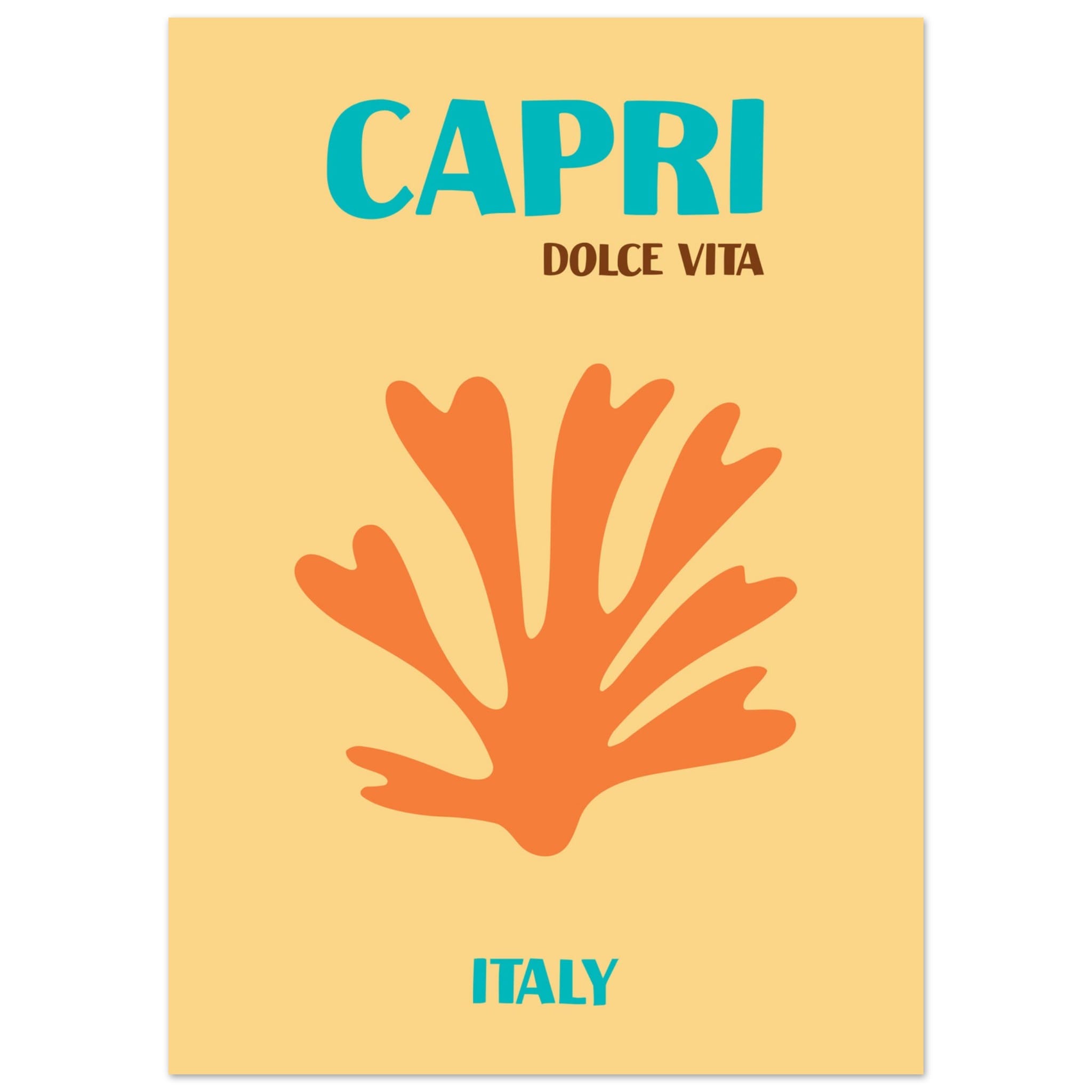 Artfulprints Poster Italië - Capri - 50x70 cm - Oranje