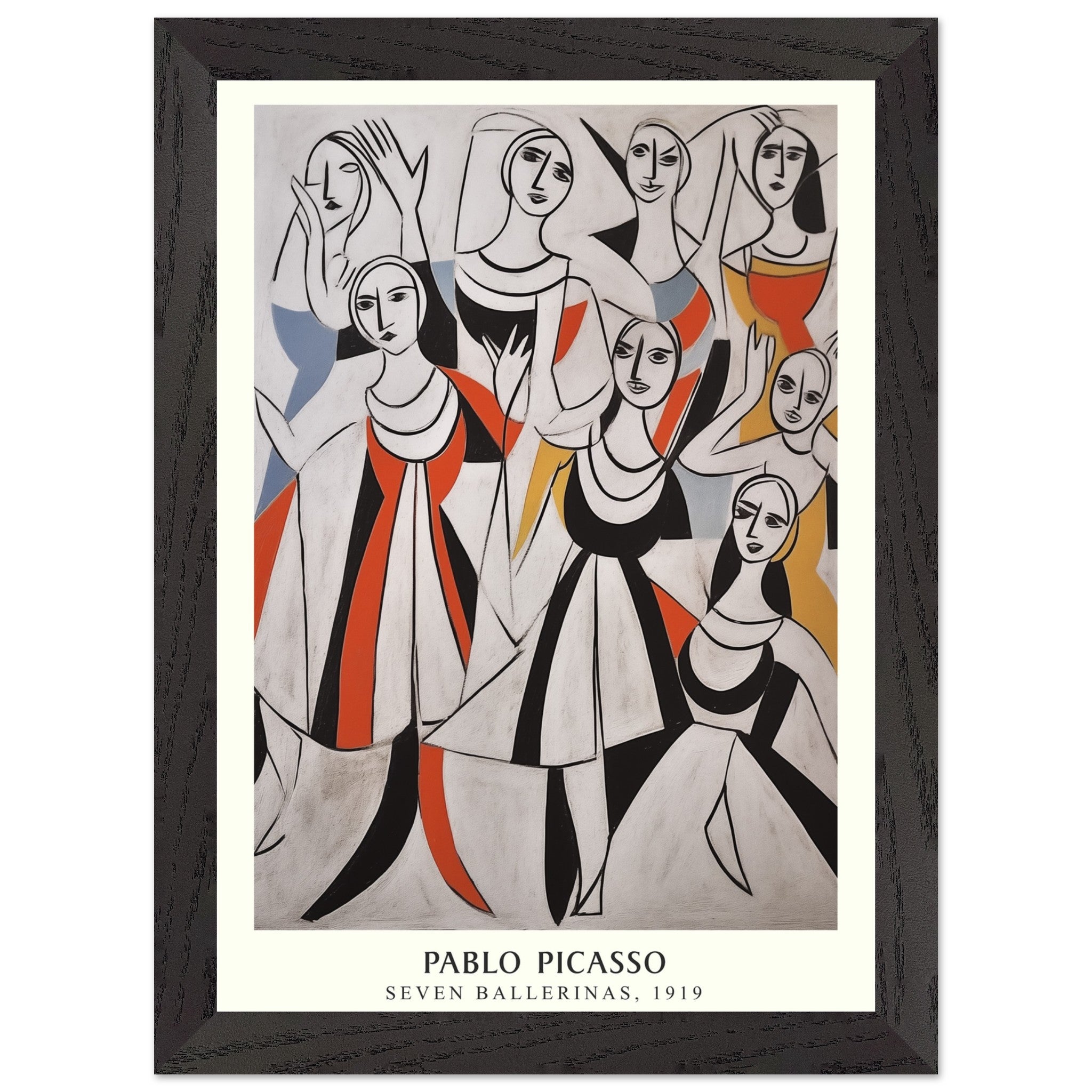 Artfulprints Poster met Lijst Pablo Picasso - Seven ballerinas - A4 21