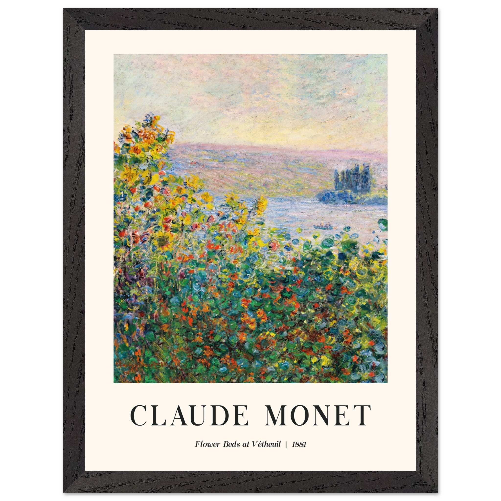 Artfulprints Poster met Lijst Claude Monet - Flower beds at Vétheuil -